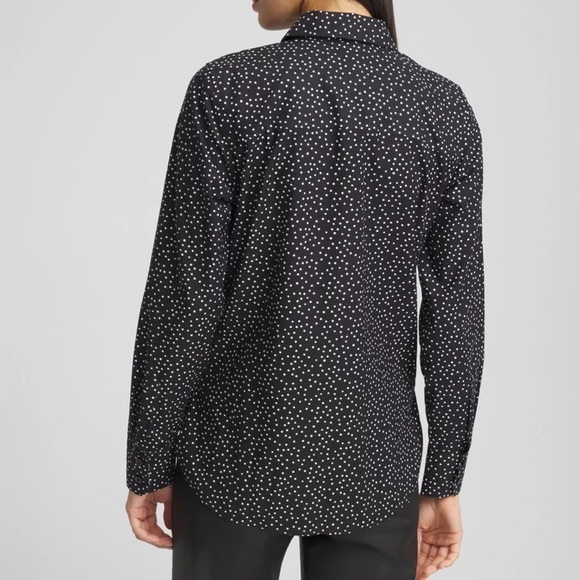 Chico's No-Iron Black and White Polka Dot Shirt Size 12 - Picture 8 of 8